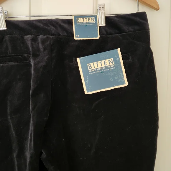 Velvet Black Pants Bitten Sarah Jessica Parker SJP Dressy Holiday Fall Winter 12 - Picture 6 of 12